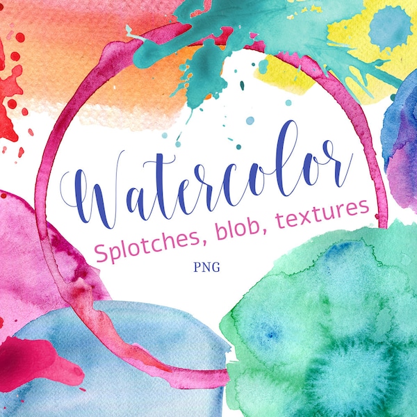 Watercolor palette, Hand Painted watercolor shapes and Blobs, Splotches, Colorful Watercolor Clipart Backgrounds Textures transparent Png