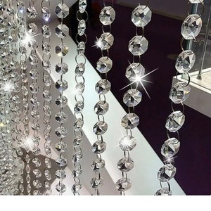 1m Glass Crystal Diamanté Bead Garland Chandelier Hanging Wedding Light Decor UK Seller