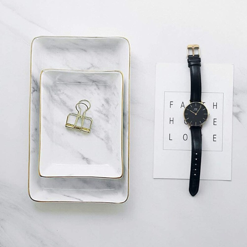 Marble Pattern Nordic Ceramic Jewellery Tray Ring Holder Etsy