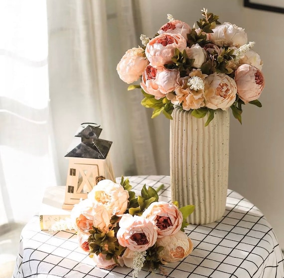 13 Heads Silk Peony Artificial Flowers Peony Wedding Bouquet Home Party Decor