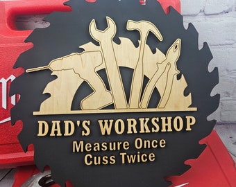 Workshop Wood Sign, Gift For Dad, Gift for Grandpa, Personalized Workshop Sign, Garage Sign, Woodshop sign, Wooden Shop Sign