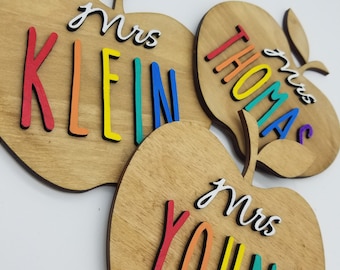 Custom Teacher Gift, Teacher Name Sign, Teacher Appreciation, Apple Name Sign