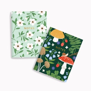 Champignons + | Floral Menthe Pocket Notebook Set