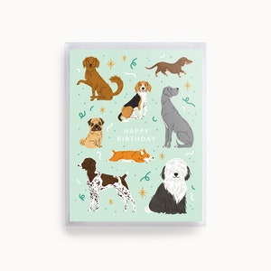 carte d'anniversaire de chien | Lot de 8