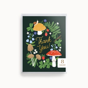 Carte de remerciement Champignons | Lot de 8