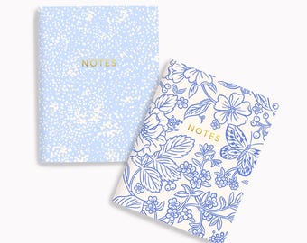 Blue Garden + Cream Dots | Pocket Notebook Set