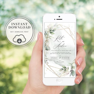 Mobile Invitation Editable Instant Download- KLOE iPhone Electronic Invitation Digital Invitation Smartphone Bridal Shower Evite Template
