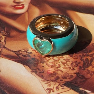 Emerald Turquoise Heart Ring