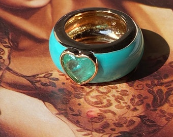 Emerald Turquoise Heart Ring