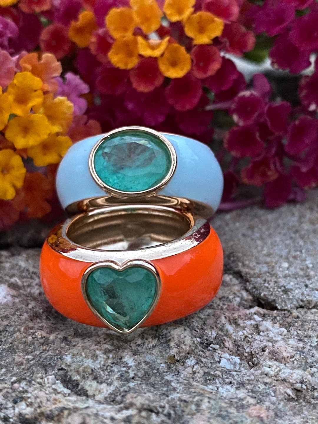 Emerald Band Rings Enamel Color Cocktail Ring - Etsy