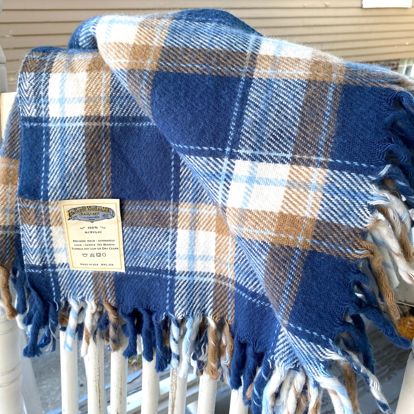 Vintage Faribo Acrylic Blanket Faribo Acrylic Blanket Blue Etsy