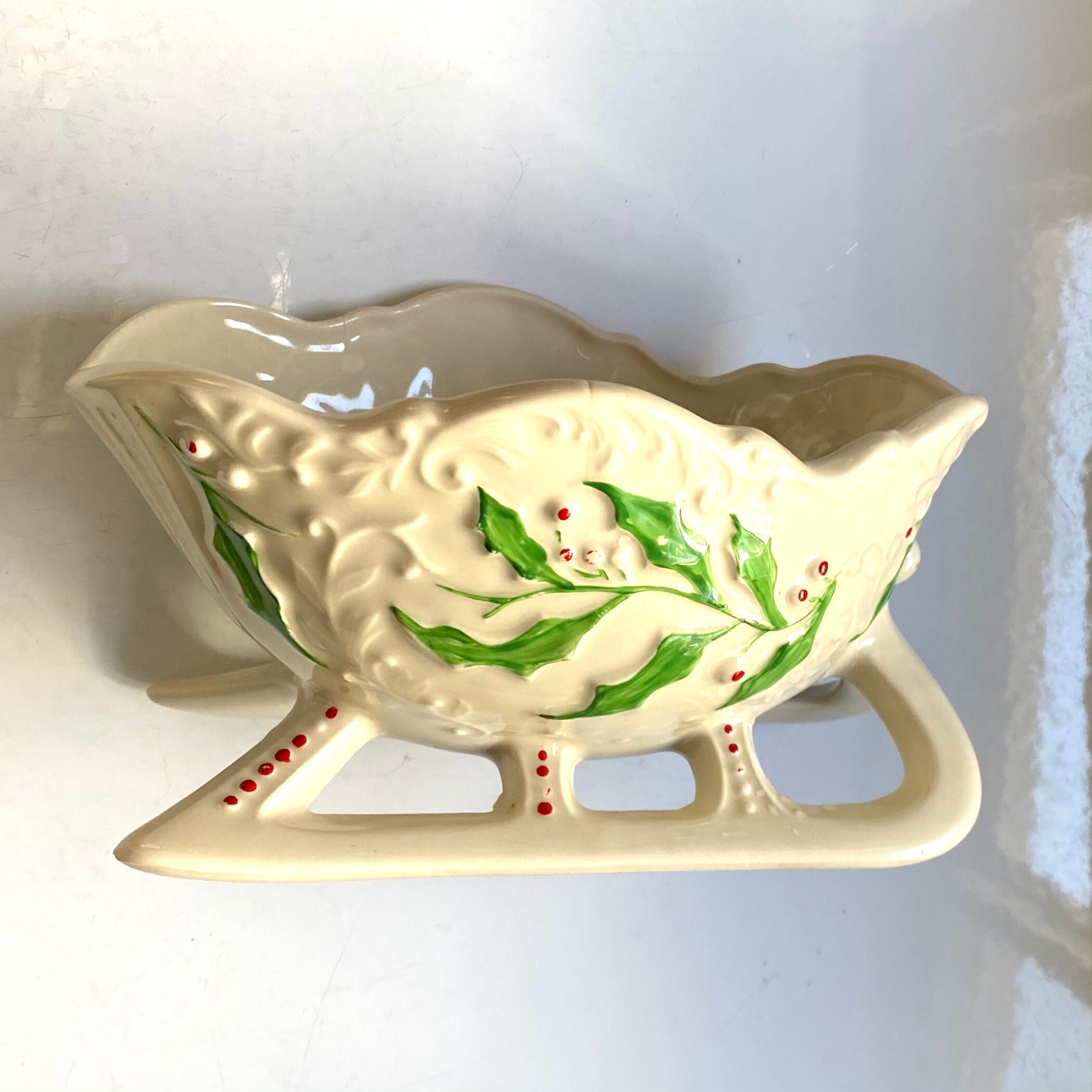 Vintage Ceramic Christmas Sleigh Christmas Candy Dish Sleigh Etsy