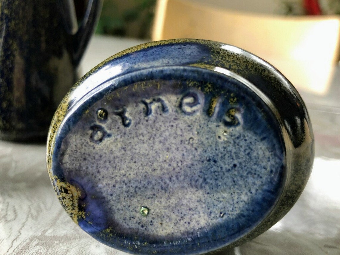 Vintage Arnels Pottery Set of Three Tiny Blue and Gold Dust Etsy