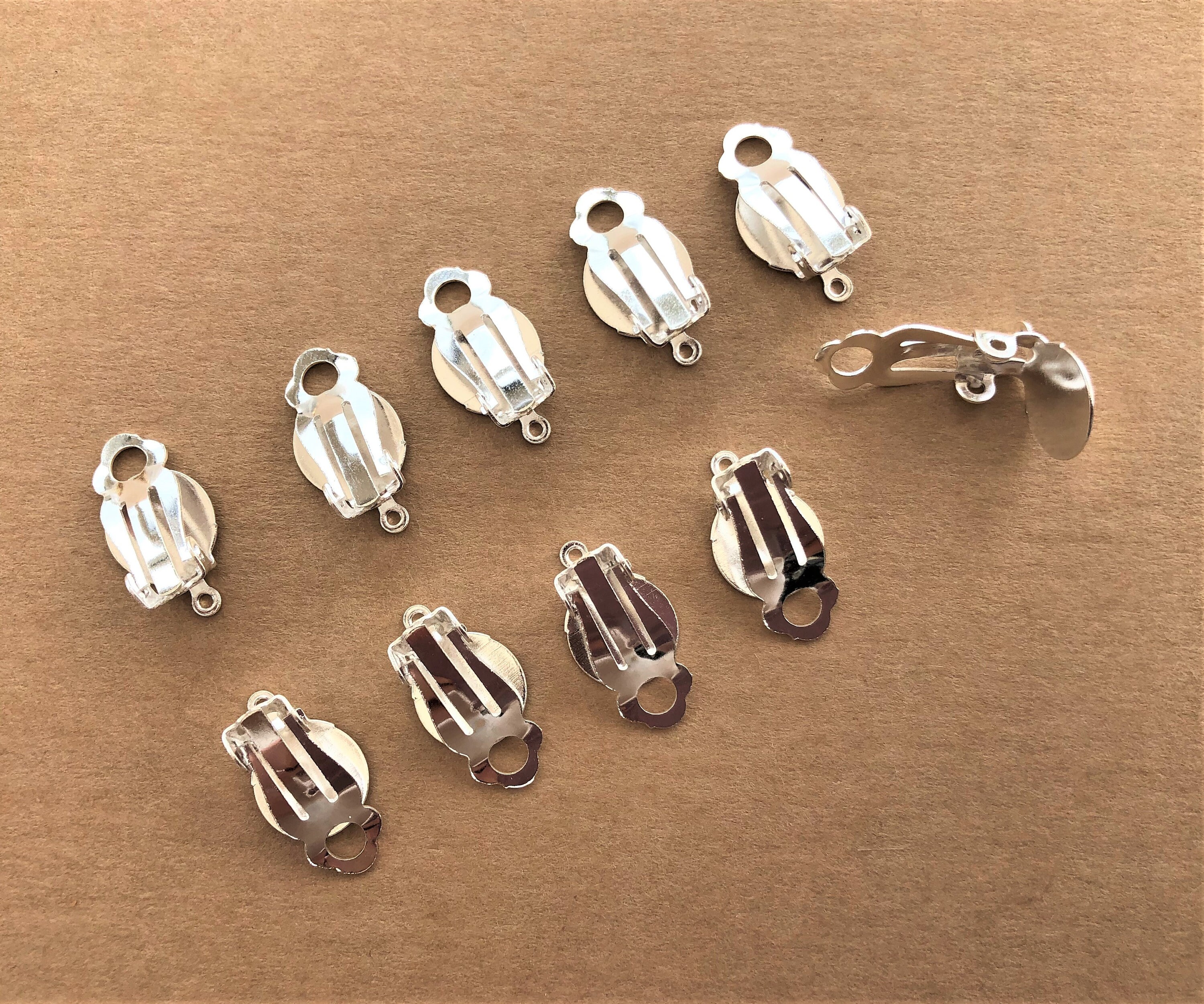 10 X Silver tone Clip On Earring Back with loop Jewellery Etsy