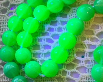 Perles de verre tchèques à l'uranium | Fils | Bleu turquoise | Semi-opaques | 8 mm