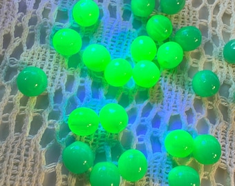 Perles d'uranium en verre tchèque vintage | Lot de perles en vrac | Bleu sarcelle | 6 mm