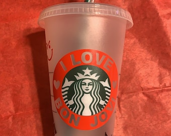 Custom Personalized Bon Jovi Starbucks Tumbler, Bed Party, Graduation