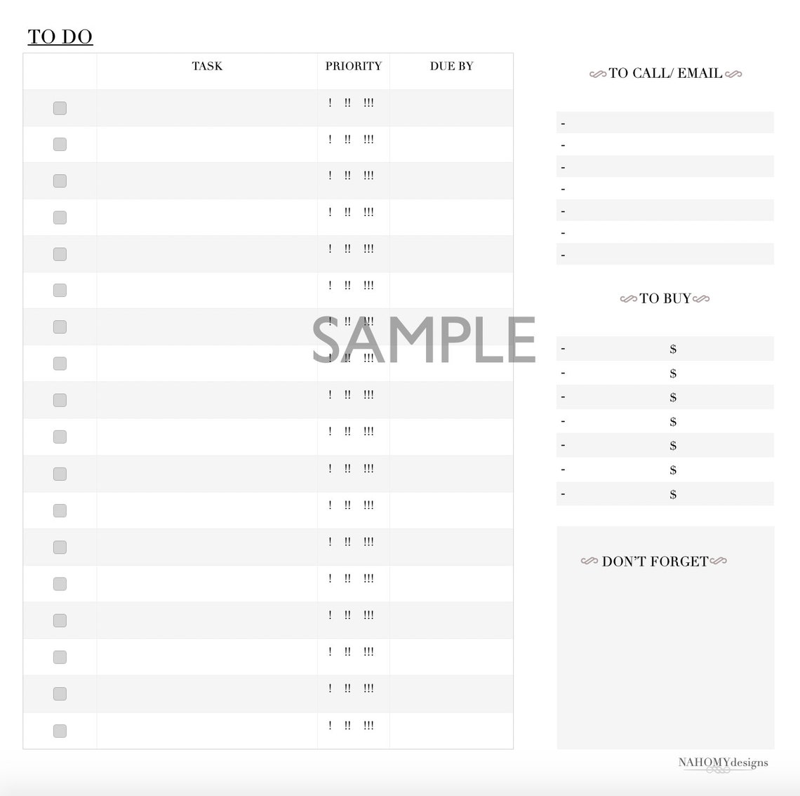 Monthly Calendar Daily Agenda Template - Etsy