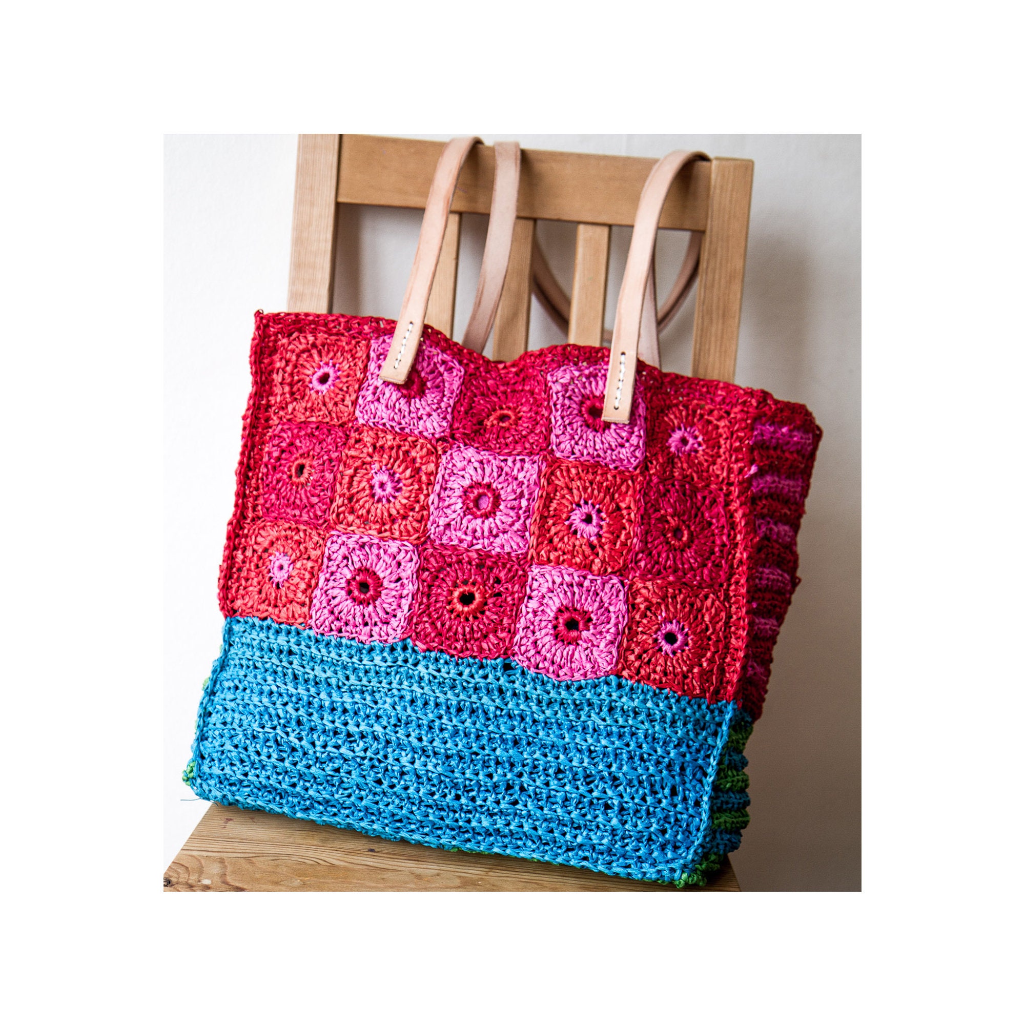 Raffia Bag Crochet Pattern / Raffia Shopping Bag / Crochet Granny ...