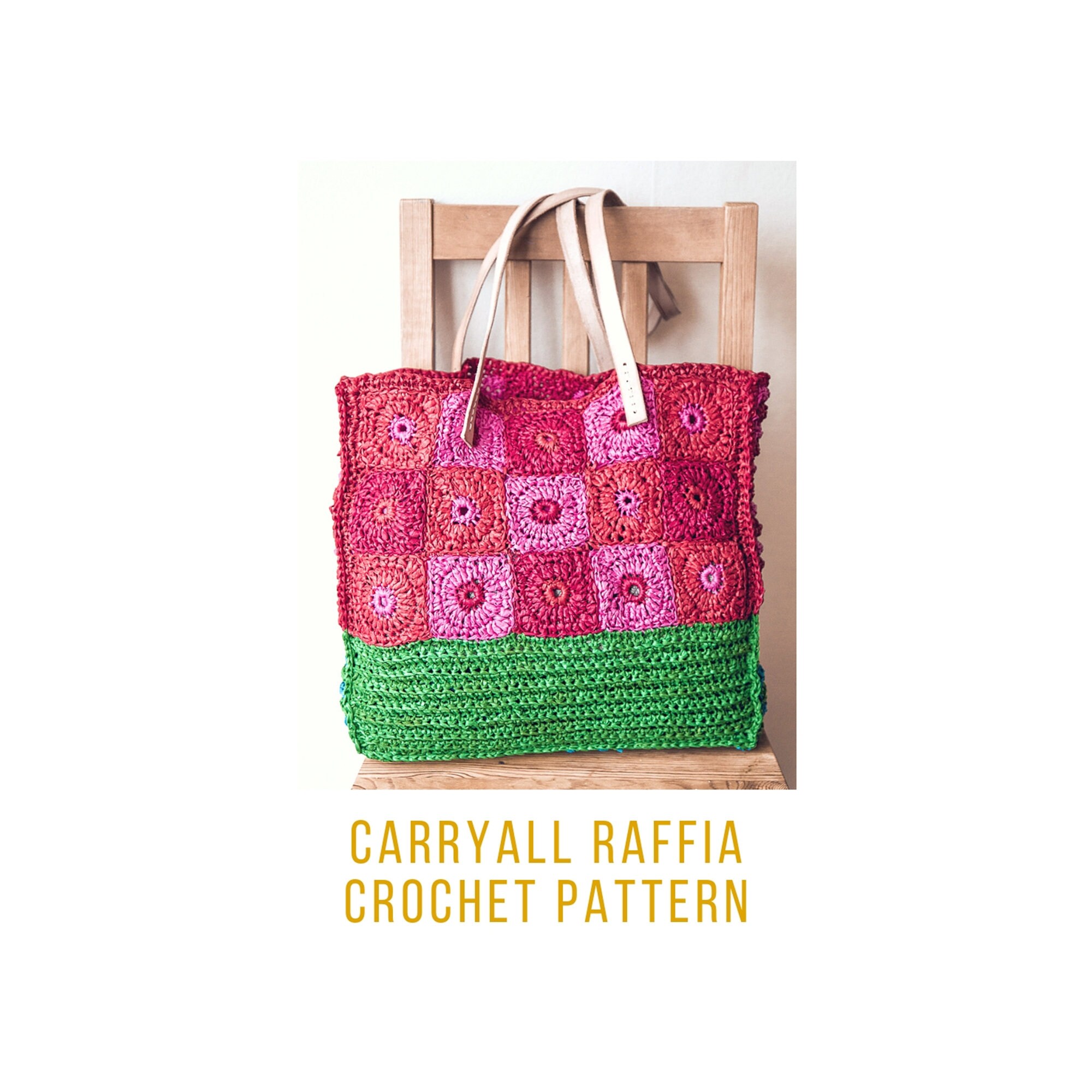 Raffia Bag Crochet Pattern / Raffia Shopping Bag / Crochet Granny ...