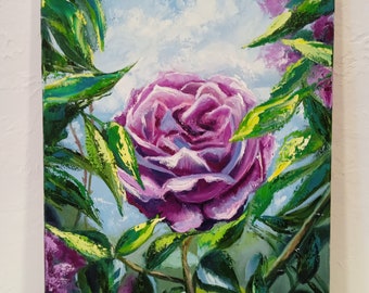 Rose Painting Original Art Flower Wall Art Oil on Canvas 12*16in by GMarinaArt