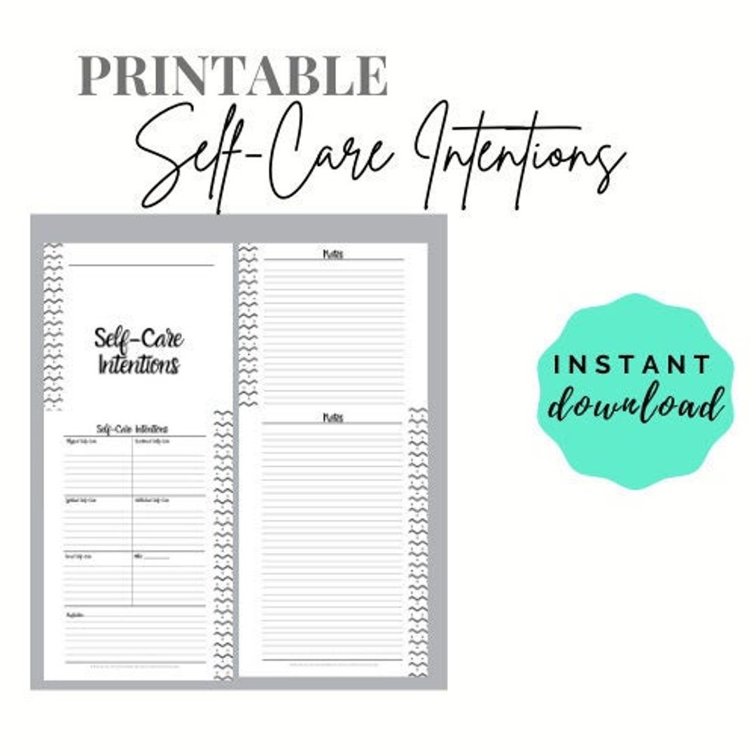 DIGITAL PRINTABLE Selfcare Intentions happy Planner Etsy