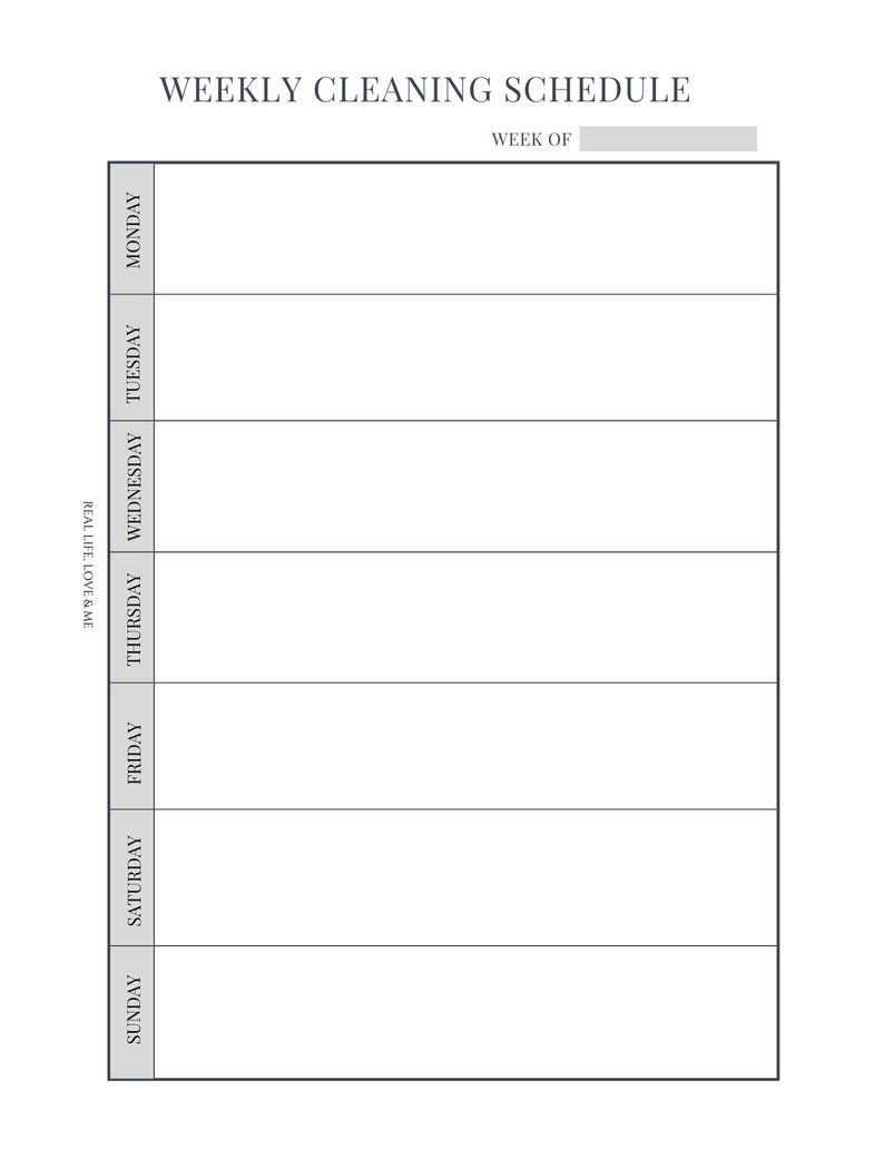 Weekly Cleaning Schedule Printable classic Planner Size | Etsy
