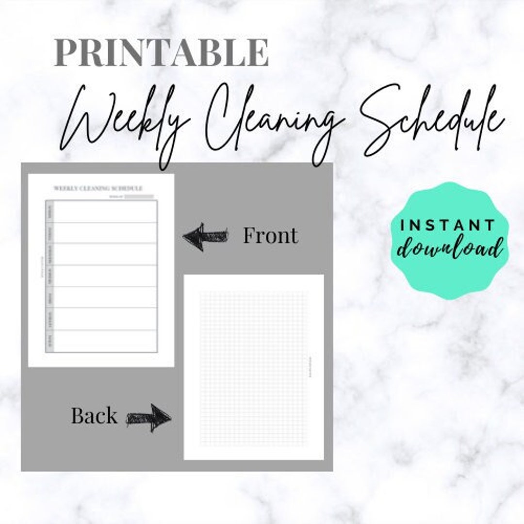 Weekly Cleaning Schedule Printable classic Planner Size - Etsy
