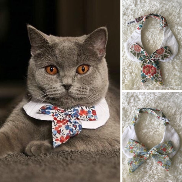 Collier Col Claudine fleuri en liberty pour petits chiens et chats