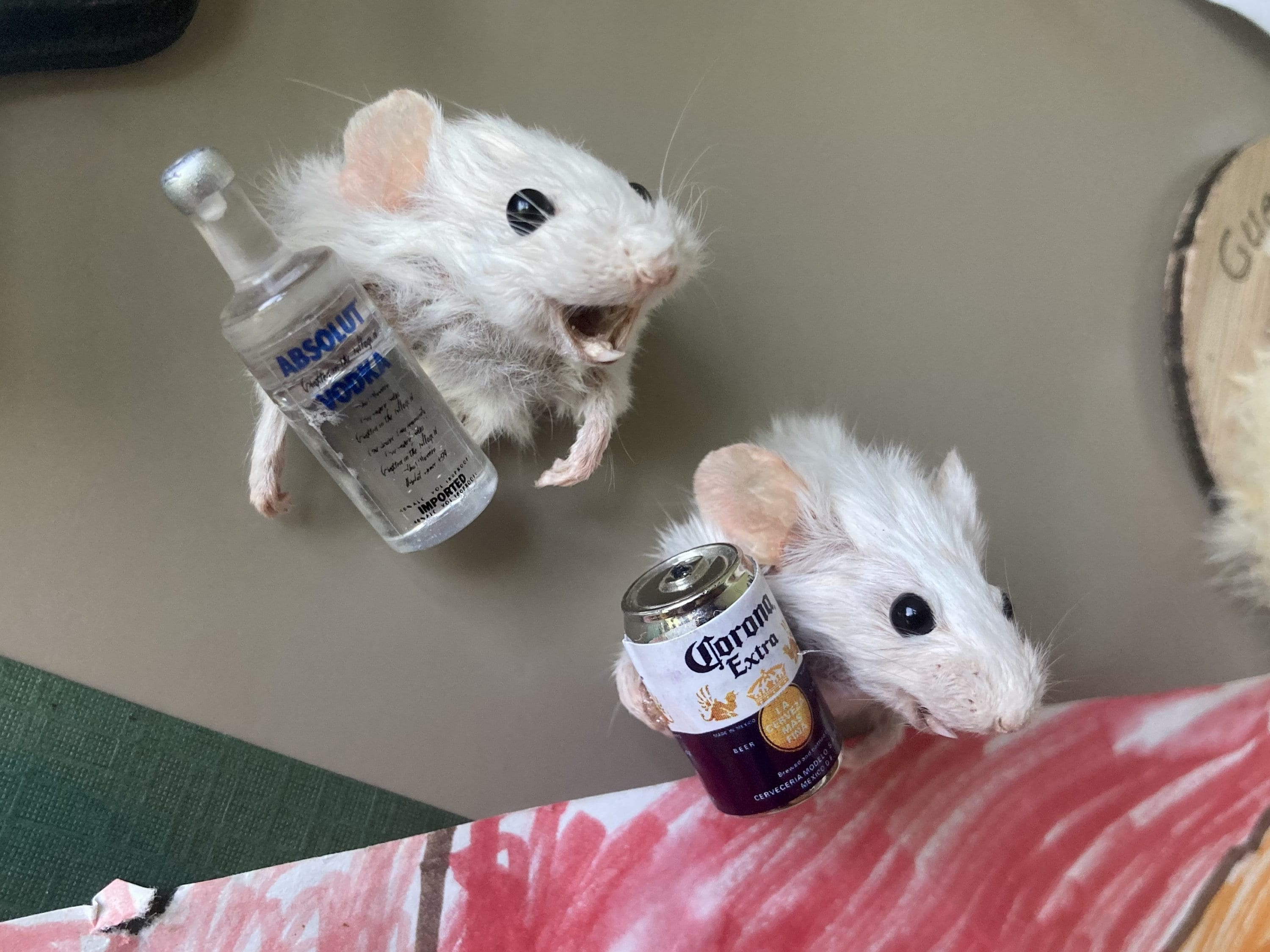 Happy Drunk Mouse Head Mounts- It's 5 O'clock Somewhere - Darkly