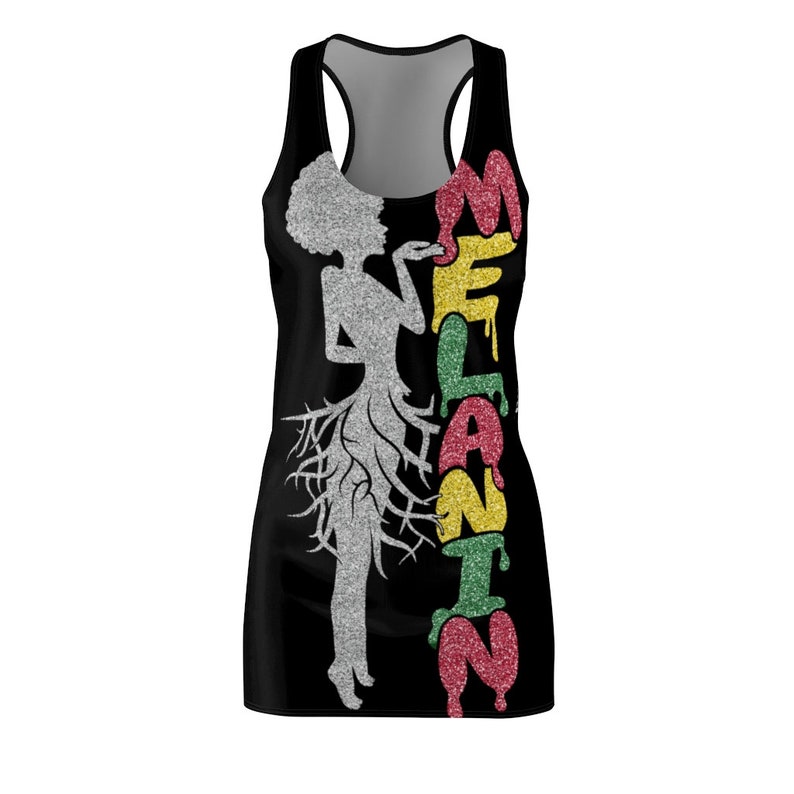 Melanin Afro African Roots Racerback Dress Black Women Clothing Glitter Gift for Her Jeans Print