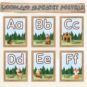 Wald Alphabet Poster, Wald Thema Klassenzimmer Dekor, Alphabet Poster zum Ausdrucken, Wald Thema Klassenzimmer, Klassenzimmer Zubehör für Lehrer