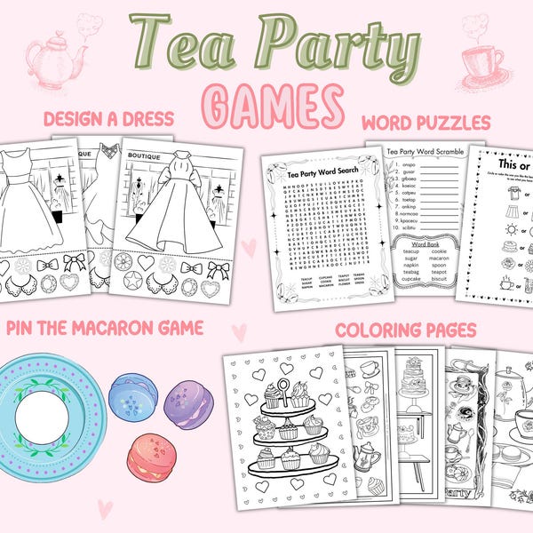 Tea Party Games for Kids - Etsy