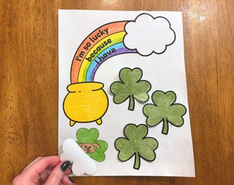 I Am Lucky Because Shamrock Four Leaf Clover Writing Craft St