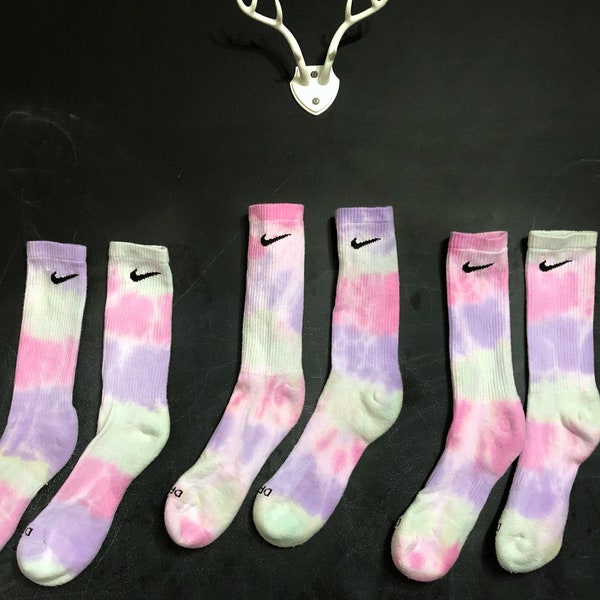 Tie Dye Socks, Tie Dye Nike Socks, Tie Dye Crew Socks, Dyed Nike Socks, Pastel Tie Dye