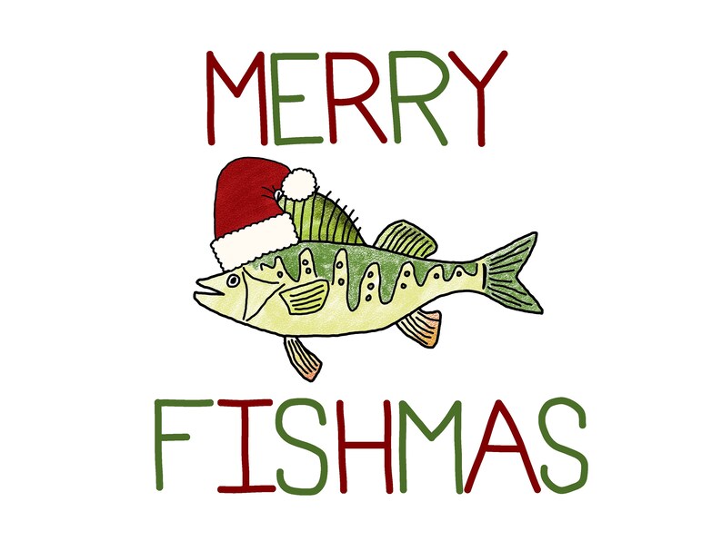 Merry Fishmas Fishing Christmas Card Fisherman Christmas Etsy