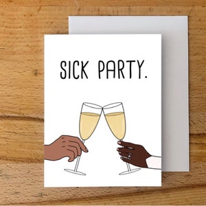 Sick Party Card, Funny Engagement Card, Funny Wedding Card, Félicitations, Champagne Toast, Engagement Party Card, Blank Inside Card