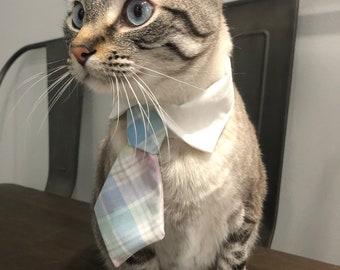Easter Cat Tie | Spring Plaid Cat Tie