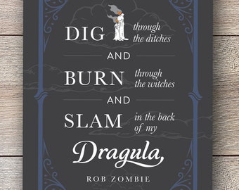 Rob Zombie Art / Dragula Letras Tipografía Impresión / Heavy Metal Print / Tipografía Imprimible