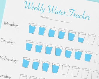 PRINTABLE Water Intake Tracker // Water cup tracker sheets for planners (Digital PDF)