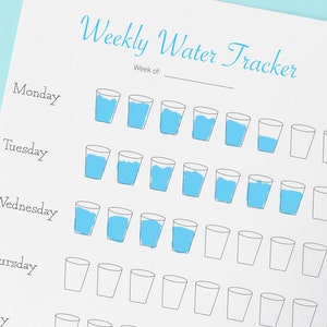 PRINTABLE Water Intake Tracker // Water Cup Tracker Sheets for Planners