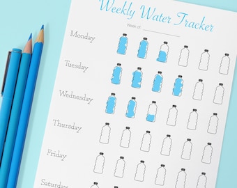 PRINTABLE Water Intake Tracker // Water bottle tracker sheets for planners (Digital PDF)