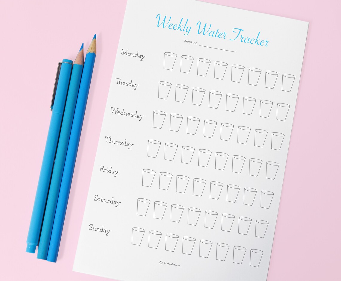 PRINTABLE Water Intake Tracker // Water Cup Tracker Sheets for Planners ...