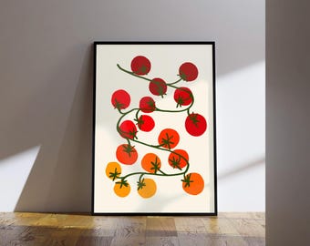 Impression de cuisine de vigne de tomate : art mural rétro pour gourmets