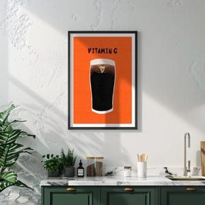 Affiche de vitamine G Guinness, art mural de pub irlandais, impression de bière minimaliste image 3