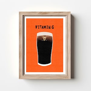 Affiche de vitamine G Guinness, art mural de pub irlandais, impression de bière minimaliste image 8