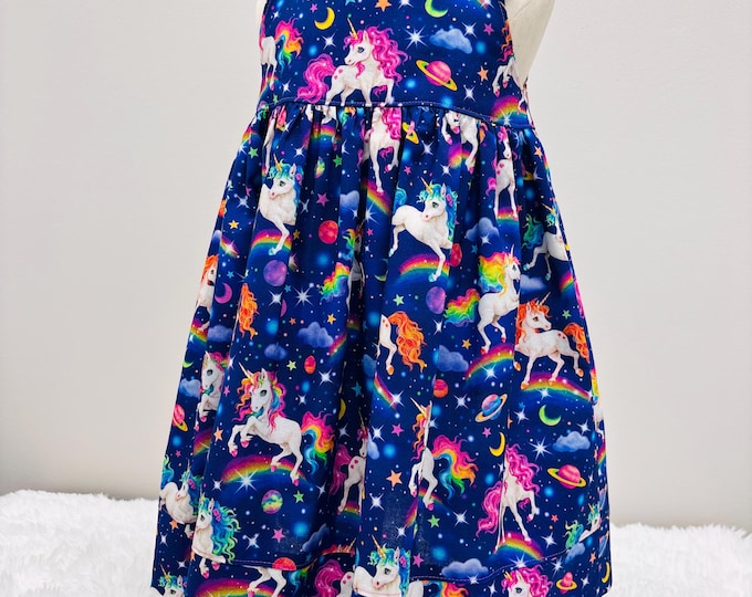 Unicorn Toddler Sundress Girls Purple Cotton Summer Dress Size 2T-3T