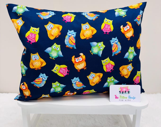 Colorful Night Owls Kids Toddler Pillowcase Travel or Comfort Pillow Case Cover