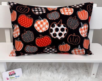 Black & Orange Patterned Pumpkins Kids Toddler Pillowcase Travel or Comfort Pillow Case Cover