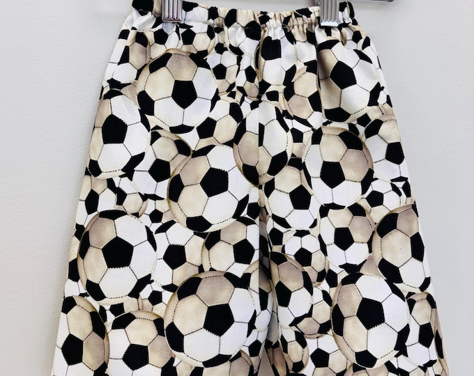 Soccer Ball Toddler Shorts, Handmade Boy Sports Apparels, Size 4T 5T Kids Summer Shorts